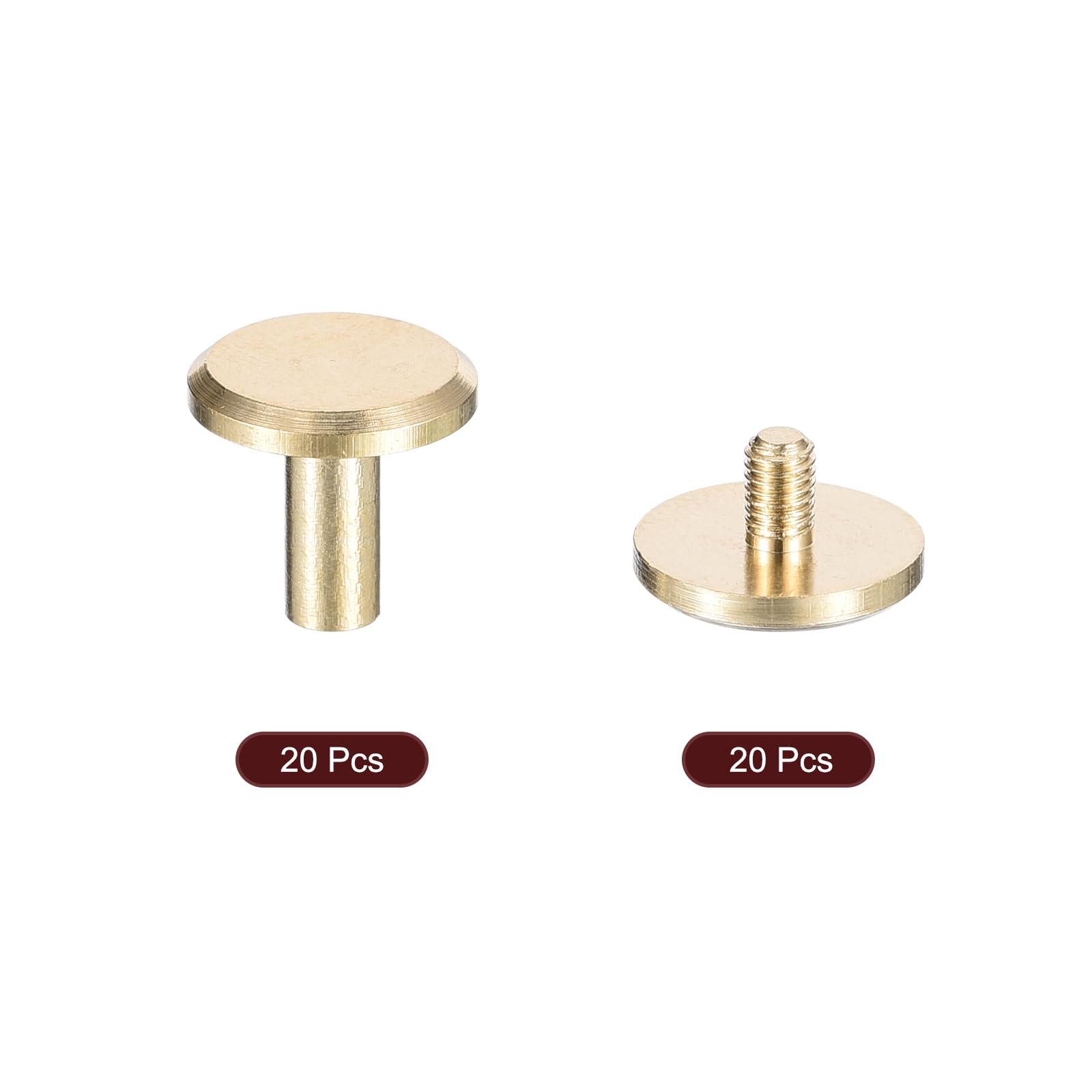 QUARKZMAN 20Pack Tornillos Chicago de Latón Poste de Tornillo de Cabeza Plana de 10x12mm para Sujetar Tachuelas de Remache de Cuero DIY