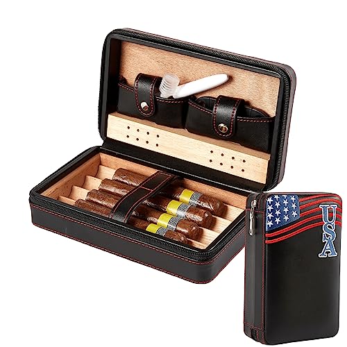 WANTHER Black Embroidery Cigar Humidor Set