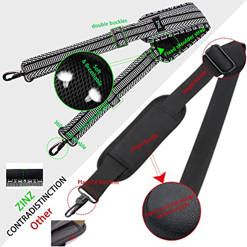 Image of Shoulder Strap 78 inch Universal Handbag Strap with Ultra-thick Fixed Padded and Dual Balanced Adjustable Buckles Shoulder Crossbody Strap for Briefcase Messenger Bag Laptop bag Luggage,BK&White Jacquard