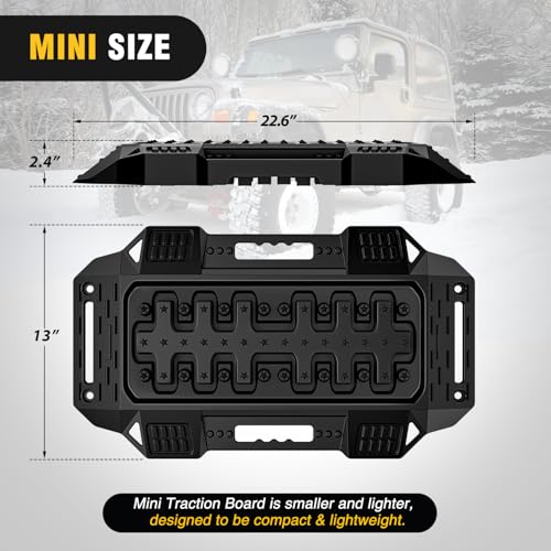 Image of Nilight Recovery Offroad Traction Boards Mini Short Emergency Tire Tracks Mats For 4WD 4X4 ATV UTV on Mud Sand Snow (2PCS Black)