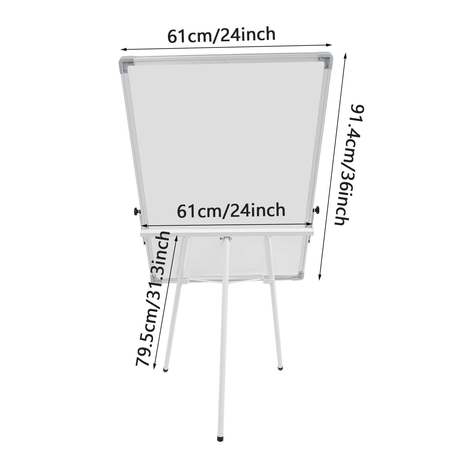 Pizarra blanca de altura ajustable, magnética, moderna, para oficina, con soporte, soporte para partituras con trípode para casa y escuela, blanco, hierro y aleación de aluminio, 61 x 91,4 cm