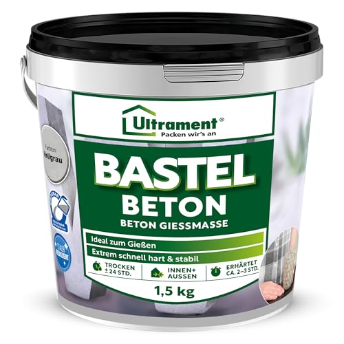 Ultrament Bastel Beton 1,5 kg Hellgrau | Beton-Gießmasse für kreative...