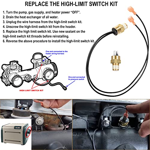 Hihitomorrow Haxhli1930 Sensor & Fdxlhli1930 135 Degree Fahrenheit High Limit Fd Switch Wires Parts Replacement Kit Fit For Hayward H-Series Pool Heater H150Fd-H500Fd, H150Fdn-H500Fdn, H150Fdp-H500Fdp #TOP3