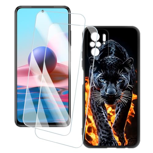 OAGELIM 2�Z�b�g �X�N���[���v���e�N�^�[ + �P�[�X Xiaomi Redmi Note 10 4G (6.43 �C���`) �Ƃ̌݊������� �A�[�e�B�X�e�B�b�N�J�X�^���v�����g�J�o�[�Ƌ����K���X�t�B���� �X�N���b�`�h�~ (�`�[�^�[)