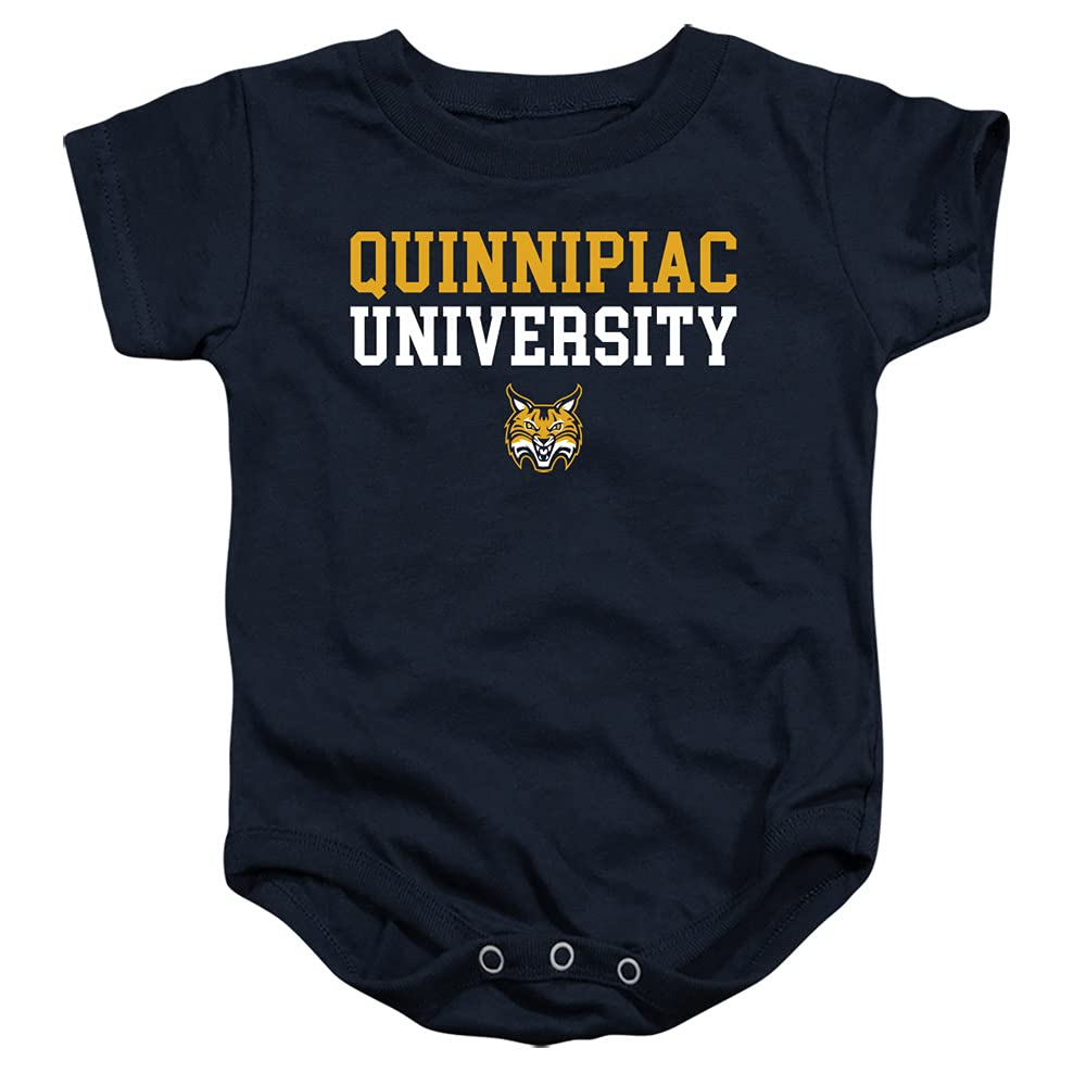 Quinnipiac University Official Stacked Unisex Infant Snap Suit for Baby,Navy, 24 Months