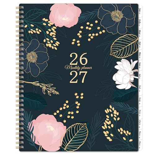 Agenda mensual 2026 – Agenda mensual 2026, enero 2026 a diciembre 2027, 9 x 11 pulgadas, pestañas de meses, bolsillos de doble cara, ofertas de doble alambre, vacaciones, páginas de notas, fechas