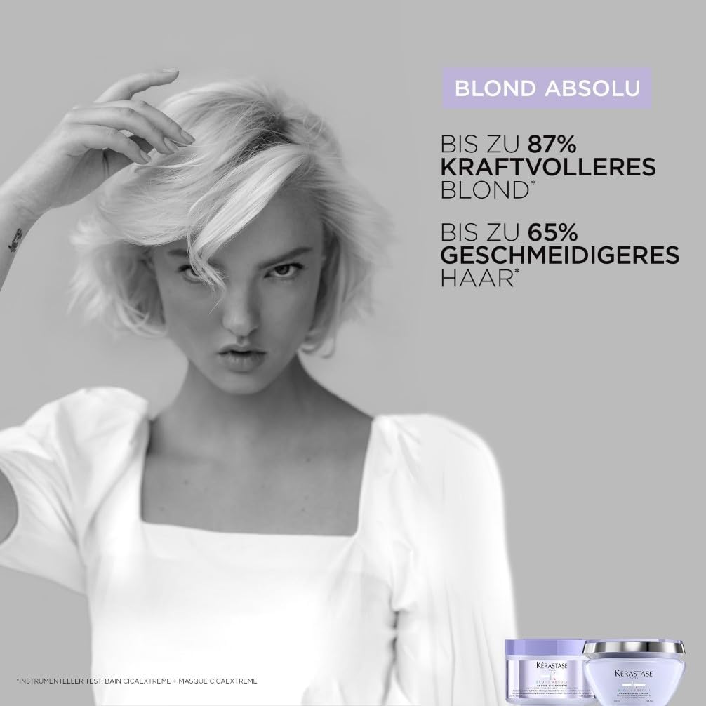 Kérastase, Blond Absolu, Pflegeroutine mit Shampoo, Anti-Gelbstich Haarmaske, Haarspülung und Serum für blondiertes oder natürlich blondes Haar