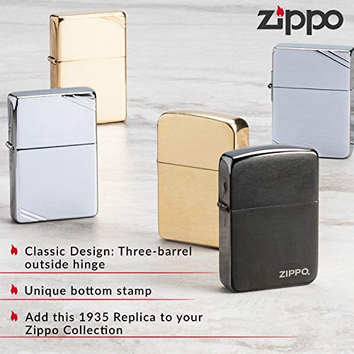 Zippo 1935 Replica Brushed Chrome without Slashes Pocket Lighter