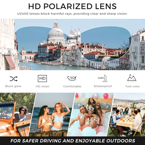 SUNGAIT Retro Oval Polarized Sunglasses for Women Narrow Trendy UV400 Protection SGT4036HH4