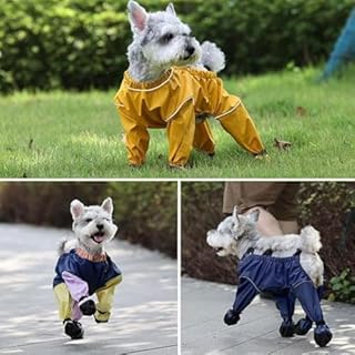 Dog Raincoat with Boots, Dustproof Half-Pack PU Dog Suspender Boots, Waterproof Dog Pants, Pet Paws Protector Dirty roof Outdoor Walking Running Hiking Booties (Yellow,L)