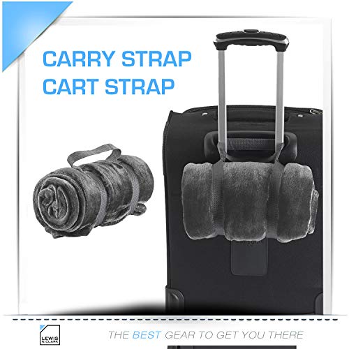 Lewis N. Clark Super Soft Plush Portable Travel Blanket for Airplane, Camping, Office + Baby with Carry Straps, Gray… - Image 6