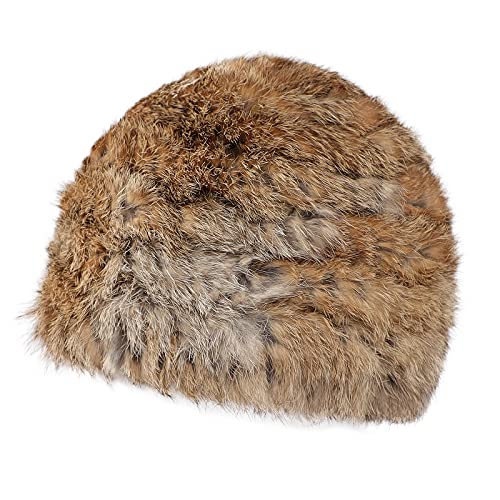 NICEYST Women Fur Hat Female Winter Furry Knit Beanie Hat Thick Warm Skull Cap