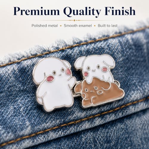 Image of YEKDA 4 Sets Butterfly Jean Buttons Waist Tightener for Loose Pants, No-Sew Adjustable Waist Buckle Clips, Detachable Decorative Jean Button Pins for Women's Jeans & Skirts (359 - Heart)