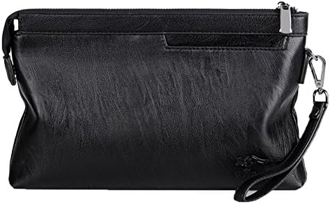 Pochette Uomo Aideal - Borsellino Da Polso In Pelle PU, 26.5x17.5cm, Con Zip, Nero - Foto 5