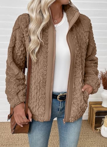 EVALESS Fleece Jacket Womens Sherpa Jacket Long Sleeve Zip Up Coat Winter Clothing Fashion 20252