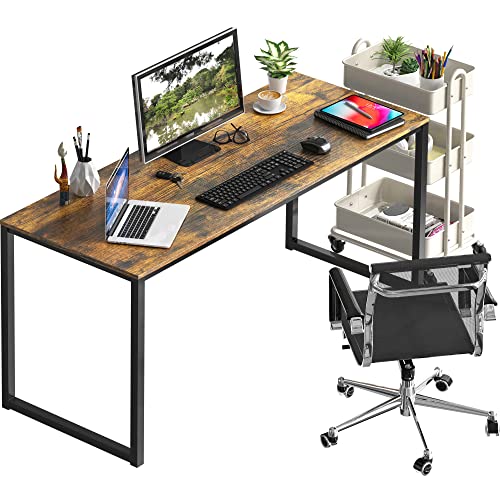 Image of SHW Mission 48-Inch Home Office Computer Desk, Rustic Brown