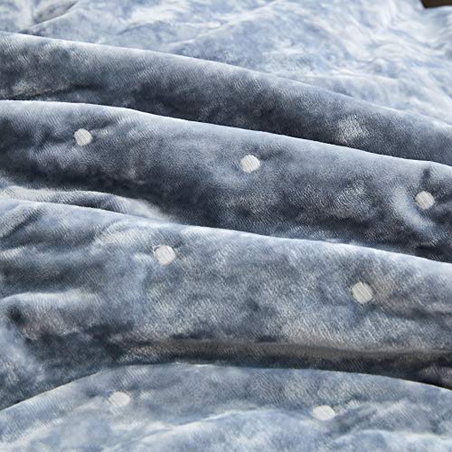 Tache Velvet Dreams Luxurious Velveteen Velour Super Soft Plush Warm Cozy Diamond Tufted Polka Dot Quilted Coverlet Light Powder Blue Bedspread Set, California King #TOP6