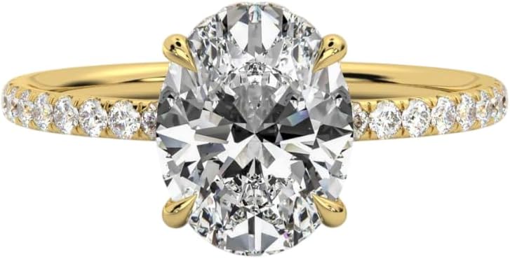 2-4 CT Hidden Halo Engagement Ring Moissanite Solitaire Anniversary Ring Promise Gifts 925 Silver 10K/14K/18K Solid Rose/White/Yellow Gold