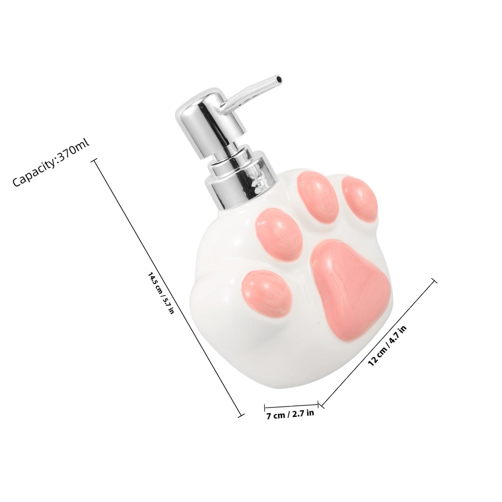 Ipetboom Dispenser di Sapone da Bagno Ricaricabile in Ceramica a Forma di Zampa di Gatto, Bottiglia Erogatrice Compatta Anti-perdite per Sapone Mani e Bagnoschiuma, per Uso Domestico