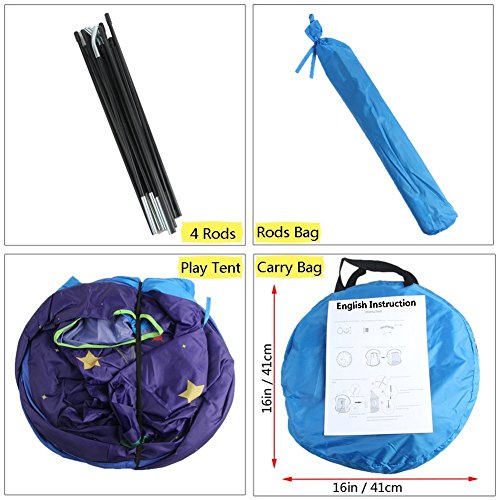 Wonder Space Children Play Tent - Space Rocket Castle Pop Up Kids Playhouse, Ideal Indoor Outdoor Gift Game Toy for Boys and Girls - Thumbnail 5