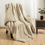 Mocaletto Luxury 3 Layers Fleece Throw Blanket,650 GSM Thick Decorative Warm Blanket Twin Size 60' x 80', Soft Velvet Winter Blanket for Sofa Couch Bed,Washable & Breathable,Golden Brown