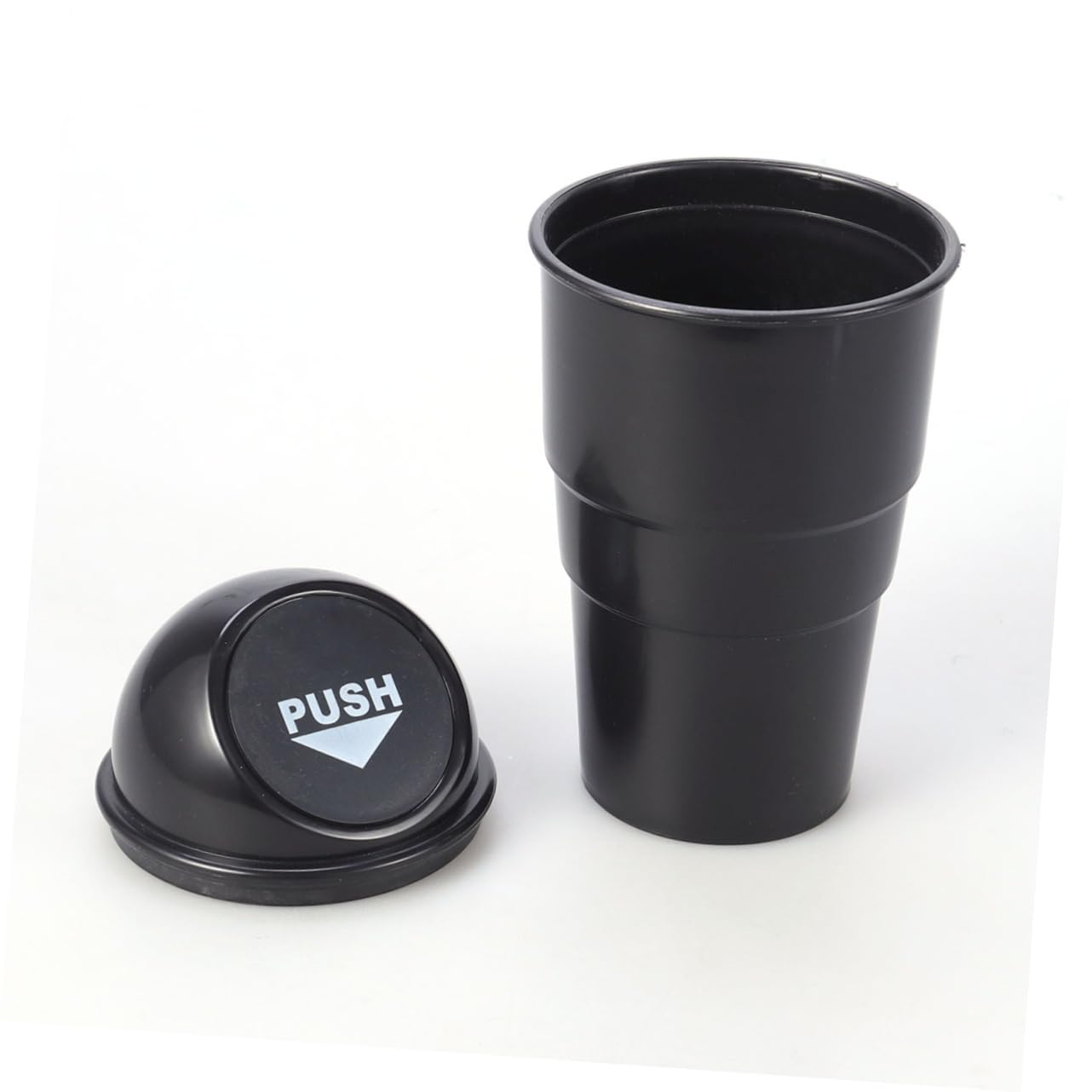 VOSAREA Poubelle De Voiture Avec Couvercle Boîte De Rangement Compatible Porte-gobelet Console Ou Porte Noir