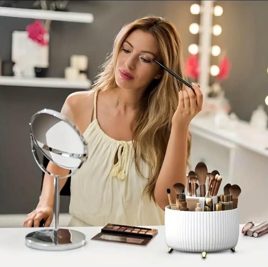 Miniatura 4 de Portalápices de escritorio  5 ranuras 360 grados giratorio organizador de bolígrafos de escritorio para almacenamiento de escritorio, suministros de