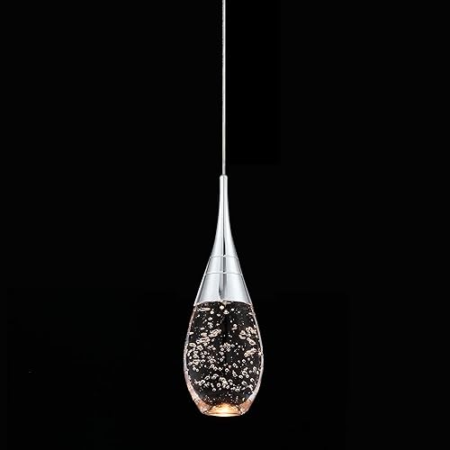 JoollySun Mini lámpara colgante individual Moderna lámpara colgante de techo regulable LED con cristal de burbuja para cocina, isla bar, dormitorio,