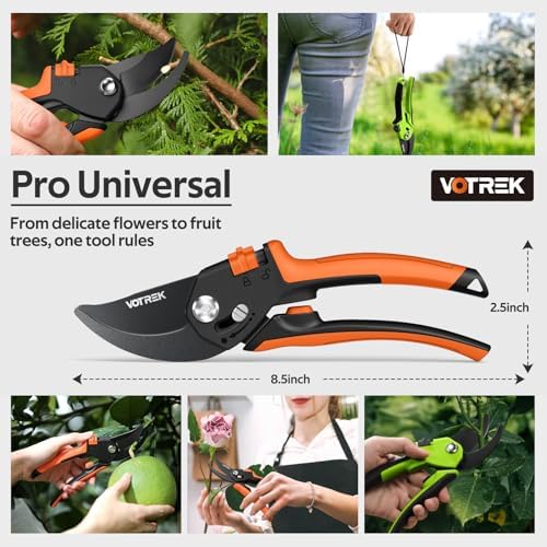 Pruning Shears, [Patented Stepless Handle Opening] - Garden Clippers with Ultra-Sharp SK5 Steel for Weak Hand, Pruners Universal Fit for All Hand Sizes, Effortlessly Cuts 1-Inch Branches - Thumbnail 2