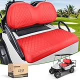 Hochwertige Materialien: Unsere Sitzbezüge sind aus hochwertigem, strapazierfähigem dickem PVC-Kunstleder, extrem weich, harmlos und langlebig. Sie sind wasserdicht, kratzfest und leicht zu reinigen. Sie müssen sich keine Sorgen um Verblassen oder Risse machen. Die innere Schicht besteht aus dickem, atmungsaktivem Schwamm mit hoher Belastbarkeit, verbessert den Komfort und bietet ein hervorragendes Erlebnis während Ihrer Golfwagenfahrten. Flecken können leicht gereinigt werden, wenn sie auftreten.