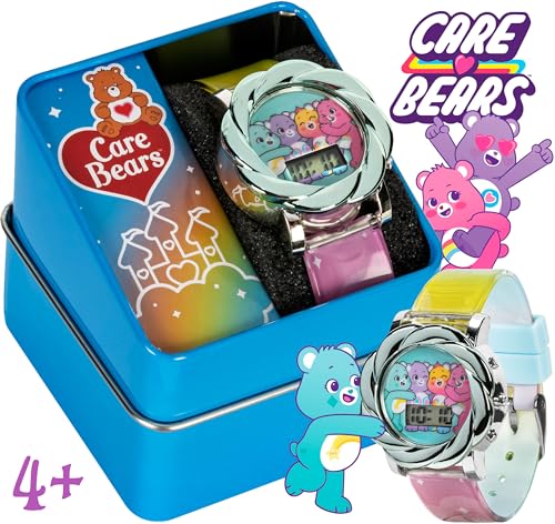 Care Bears Kids LCD Watch with Swirl Bezel, Reverse Printed Gradient Strap, Fun Digital Display, Ideal for Learning Time, Adjustable Strap, Colorful Design, Fits 6" to 8.5" Wrists3