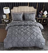 Litanika White Queen Size Pinch Pleat Duvet Cover Set Soft Microfiber Bedding with Zipper & Corner Ties Top Rated & Best 516G3S9%2B5 L. AC SR166,182