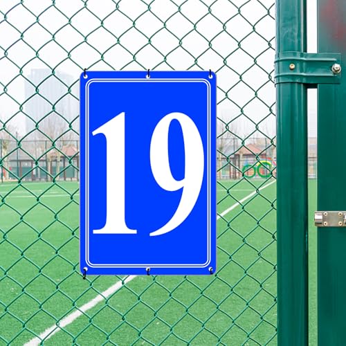 Image of Premium Aluminum Number Signs 19, Metal 12 inch X 8 inch Blue Numbered Signs Outdoor for Parking Lots, Floor, Dock, Court, Aisle, Field, High Visibility, No Fade, Weather-resistant