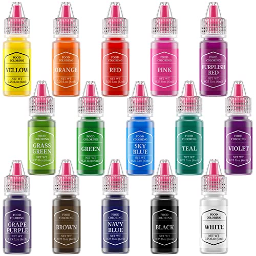 Image of Natural Food Coloring 15x6ml FD&C Dye Free for Baking,Cake&Frosting Fondant