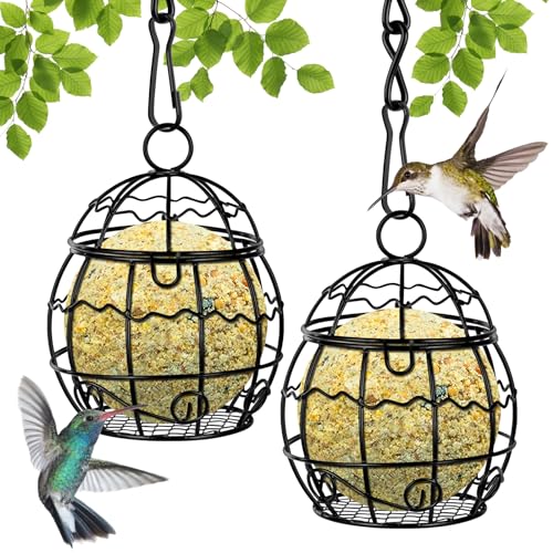 OFFCUP Mangiatoia per Uccelli, 2pcs Mangiatoia per Palle, Strumento per l'alimentazione Degli Uccelli per Palle di Grasso, Mangiatoia per Uccellini da Esterno, per Recinzioni,Giardino, Fringuelli