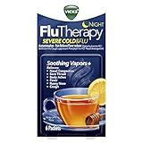 Vicks FluTherapy, Night Severe Cold & Flu Relief, Hot Drink for Nighttime Relief, Soothing Vapors Help Relieve Nasal Congestion, Sore Throat, Aches, & Cough, Honey Lemon Flavor, 6 Packets