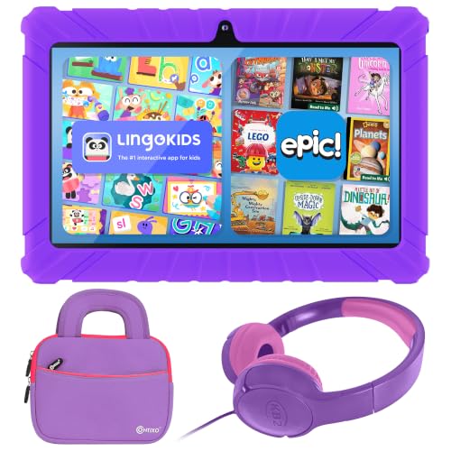 Image of Contixo 7 inch Kids Tablet Bundle, Tablet with Headphones & Sleeve Bag - Purple