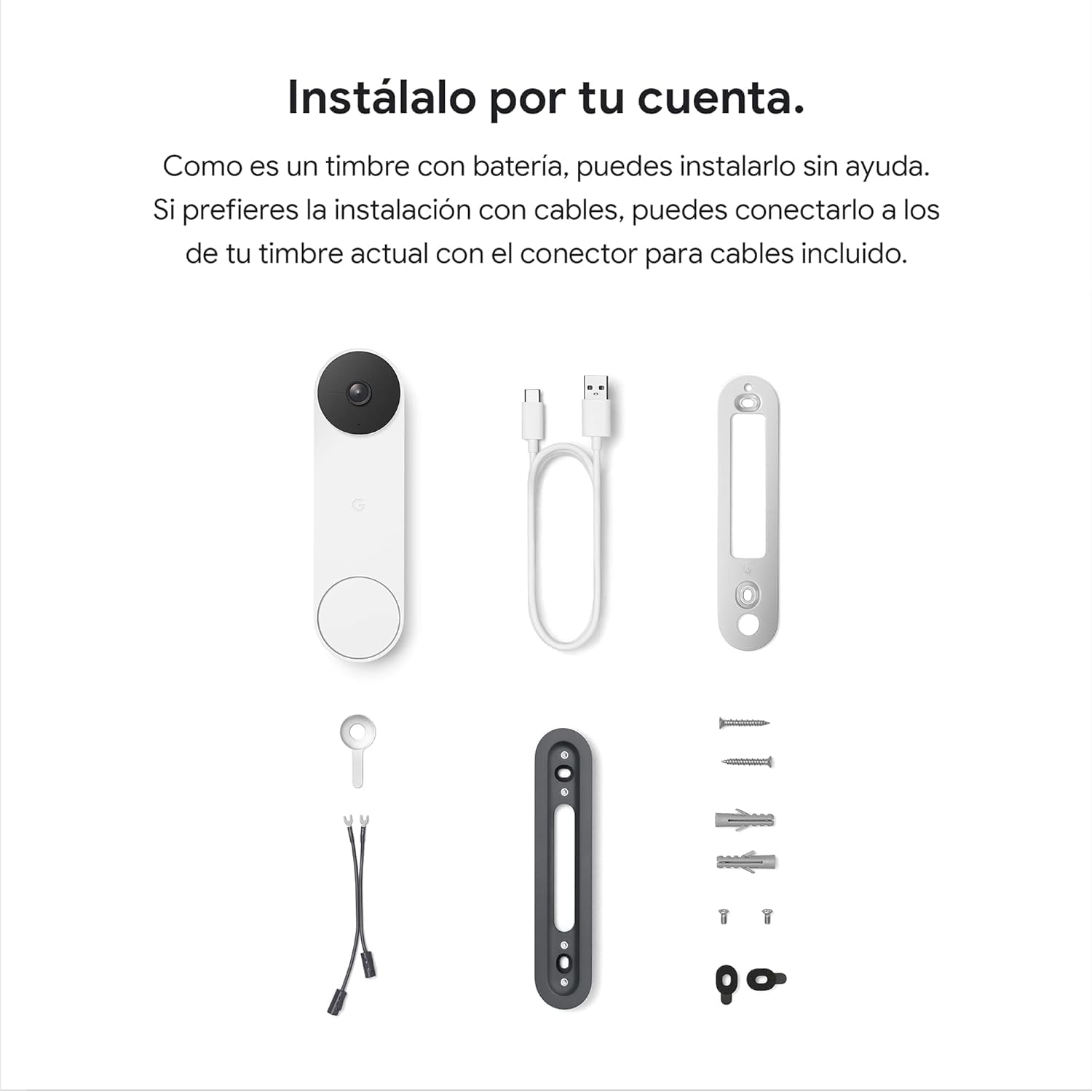 Nest Google Doorbell - Timbre de Video inalámbrico, Snow, 960p, Sólo Movimiento - Pro Edition
