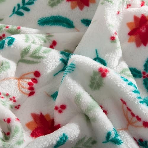 Elegant Comfort Luxuriously Soft 4-Piece Holiday Velvet Plush Flannel Sheet Set - Premium Quality - Cozy Warm, Christmas Fuzzy Velvet Flannel Fleece Deep Pocket Sheet Set - Twin, Winter Bloom