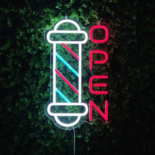 Image of Barber Shop Neon Signs for Wall Decor Open Neon Lights for Bedroom Led Signs Suitable for Barber Shops Hair Salon Art Unique for Hairdresser,40 * 23.7cm