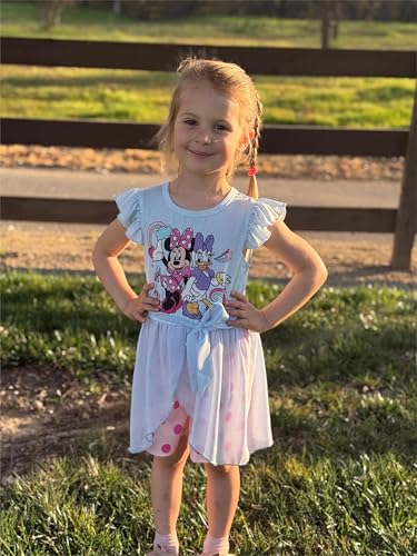 Image of Disney Princess Frozen Elsa Minnie Mouse Stitch Toddler Girl Romper With Skirt Overlay Summer Jumpsuit with Bow 2-6 Years