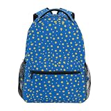 GAIGEO Yellow Blue Polka Dot Backpack School, Sturdy 18L Teen Backpack, Name Tag, Comfortable Wear, Easy Care, M