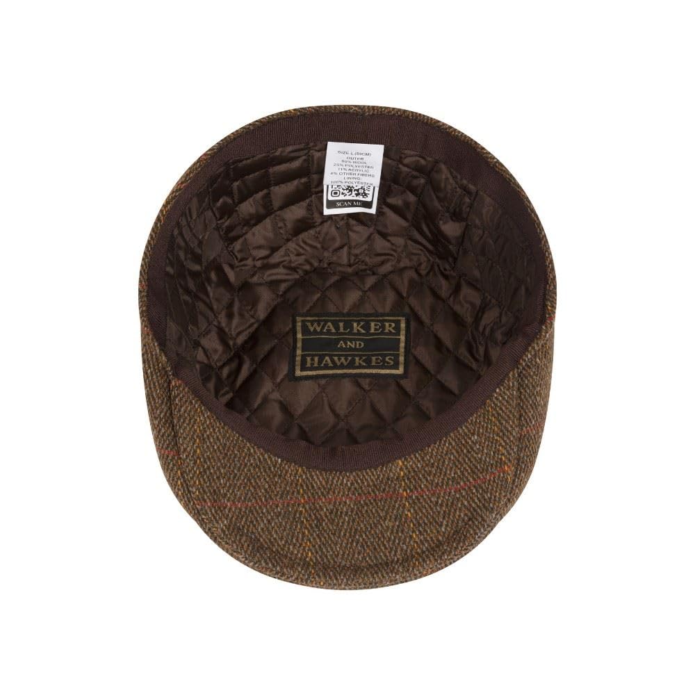 Walker & Hawkes - dziecięca czapka z suwakiem tweed - styl country - ciemnoniebieska, brązowy, XXL