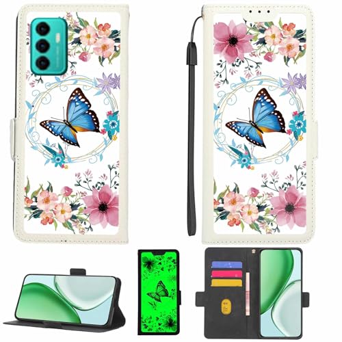 Kinetijy Case Compatible for Azpen G652 Phone Case Flip Cover [with Tempered Glass Screen Protector][RFID Blocking][Luminous Effect] LPT-LHD