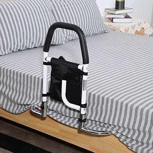 Image of Bedside Safety Handle Folding Bed Assist Grab Bar for Adults Storage Pocket All Prevention Hand Guard Elderly Stability Mobility Aid Seniors Post-Surgery Recovery,Pregnancy Handicap Fit