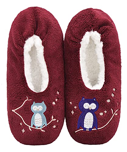 Image of DICUIRD Womens Cozy&Warm Soft Sole Slipper Socks with Grippers-Girls Teddy Fleece Indoor Slipper with Non-skid Bottoms