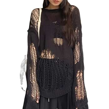 【SCENERITY】22SS★ Grunge Over Knit Vintage Oversized Y2K Grunge crochet sweater with Knitted