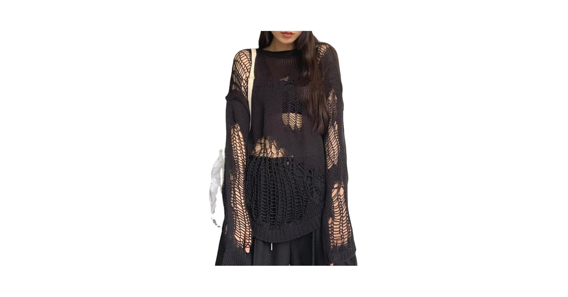 Gothic Hollow Out Sweater Hole See Through Oversized Knitted