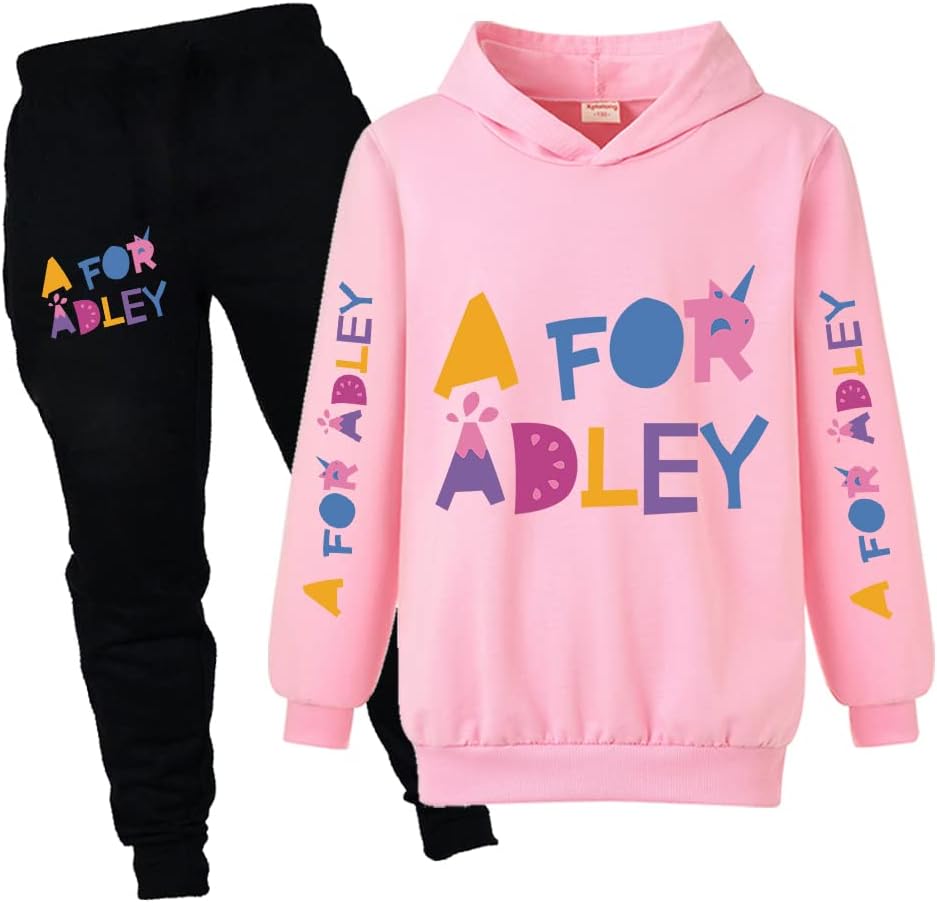 XpialongA for Adley Merch Cotton Tops Jumper Hoodie Suit for Girls Boys Simple Color Hoodie and Trousers 2 Pcs for Unisex Kids