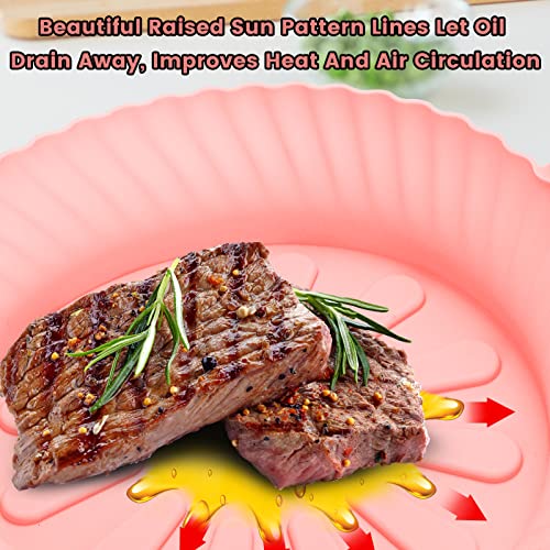 Silicone Air Fryer Liners Reusable, Air Fryer Silicone Pot Round Liners, Dishwasher Safe Air Fryer Basket For 4 To 6 Qt Air Fryer Accessories Replacement Of Parchment Paper Liners 2Pcs (Pin+Grey) #TOP2